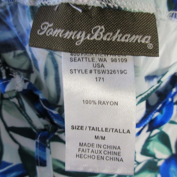 Tommy Bahama Fronds Floating Tie-Front Dress M Blue 100% Rayon Mini Beach 162 - Picture 3 of 11